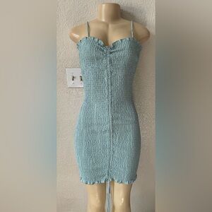 Love Tree Light Blue Smocked Maxi Dress beach summer sexy Bodycon beach boho